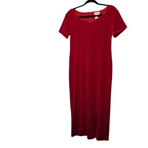 Retro Red Velvet Velour Coldwater Creek Midi Dress Size 10P